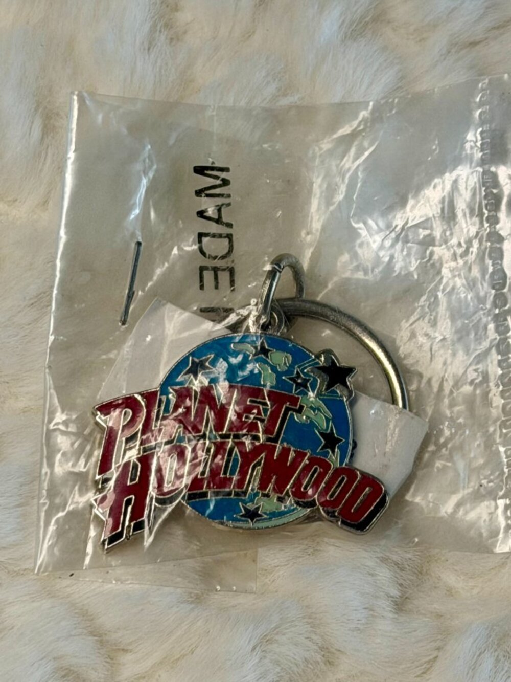 Vintage Planet Hollywood Metal Enamel Keychain